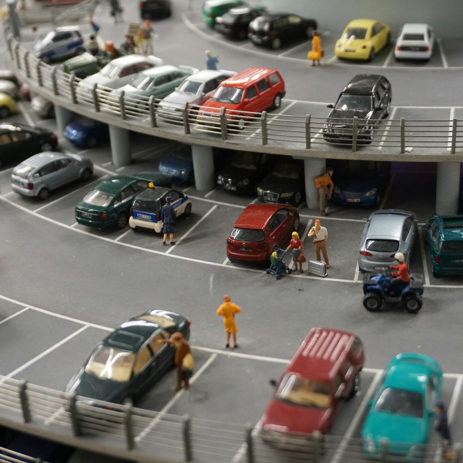 Man reviews every parking space in supermarket Man reviews every parking space in supermarket