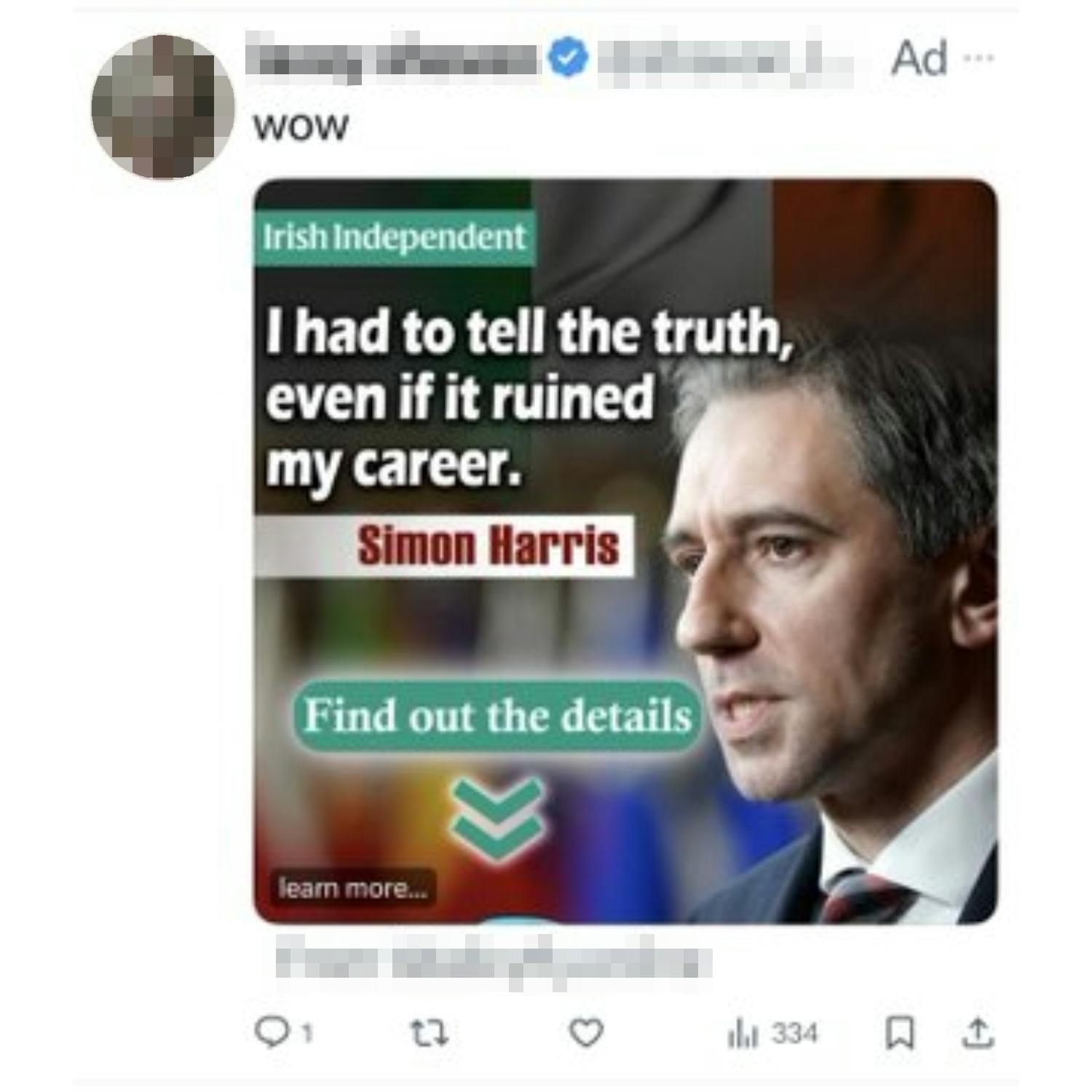 Why are there scam ads featuring Simon Harris?